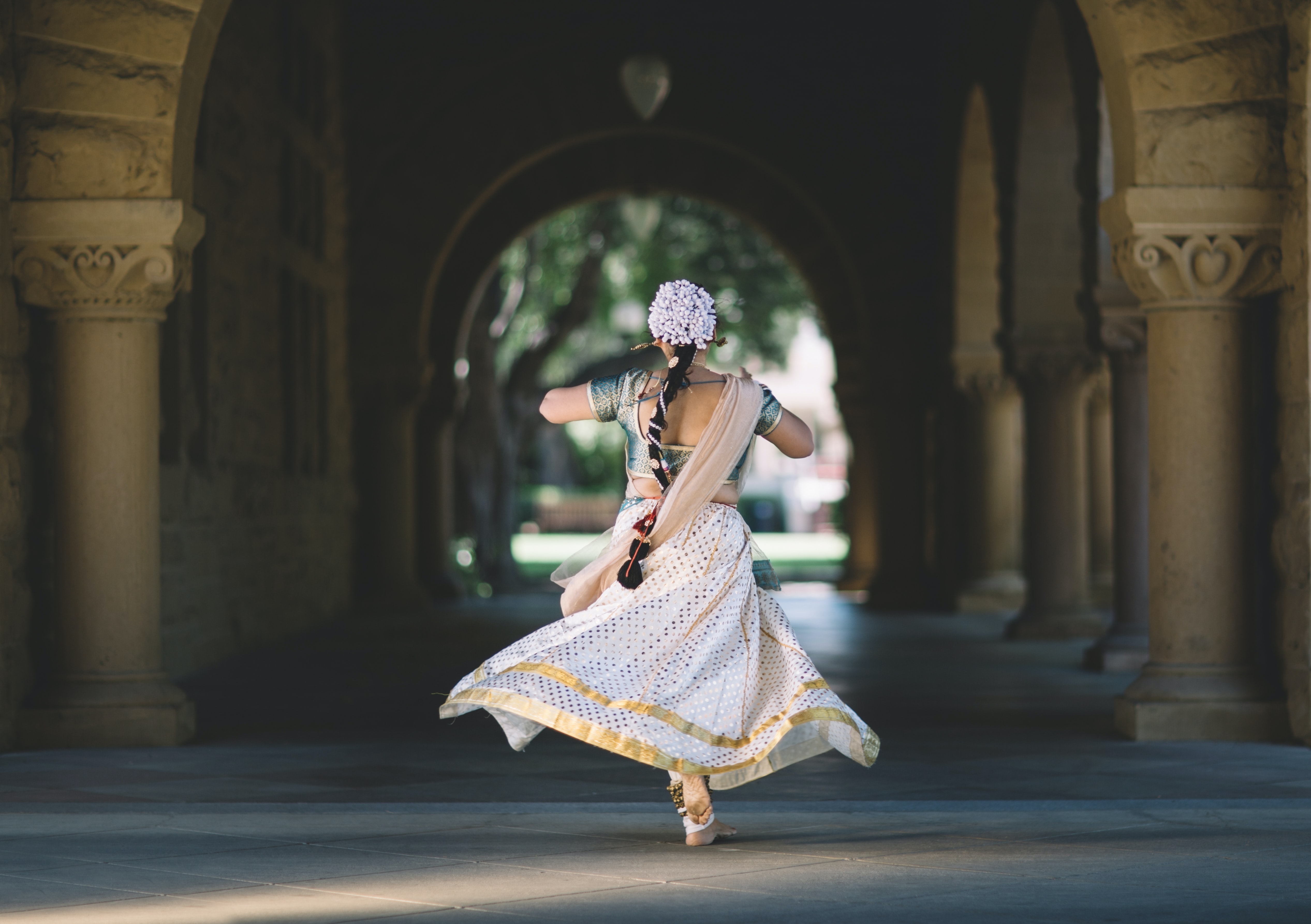 woman running in hallway