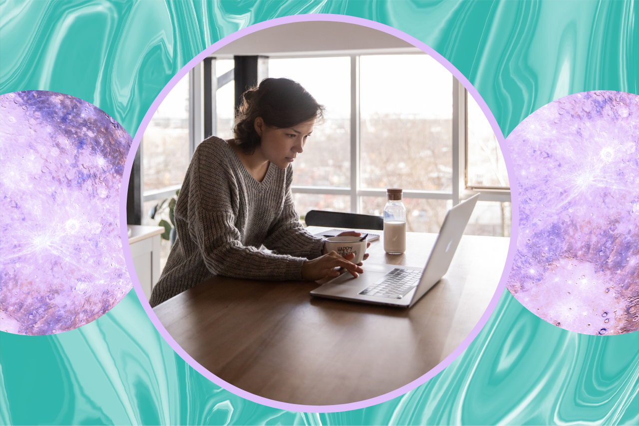 girl looking at laptop