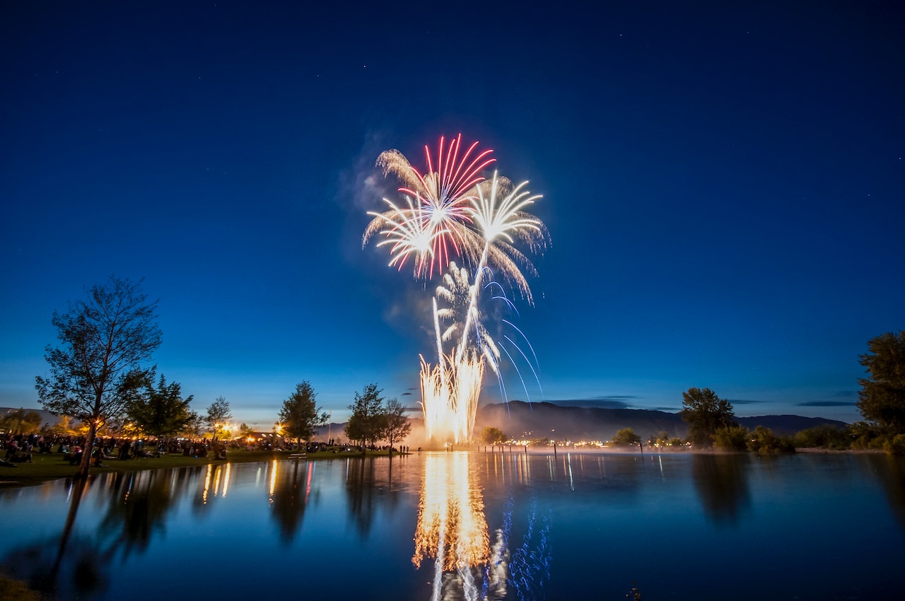 fireworks over water