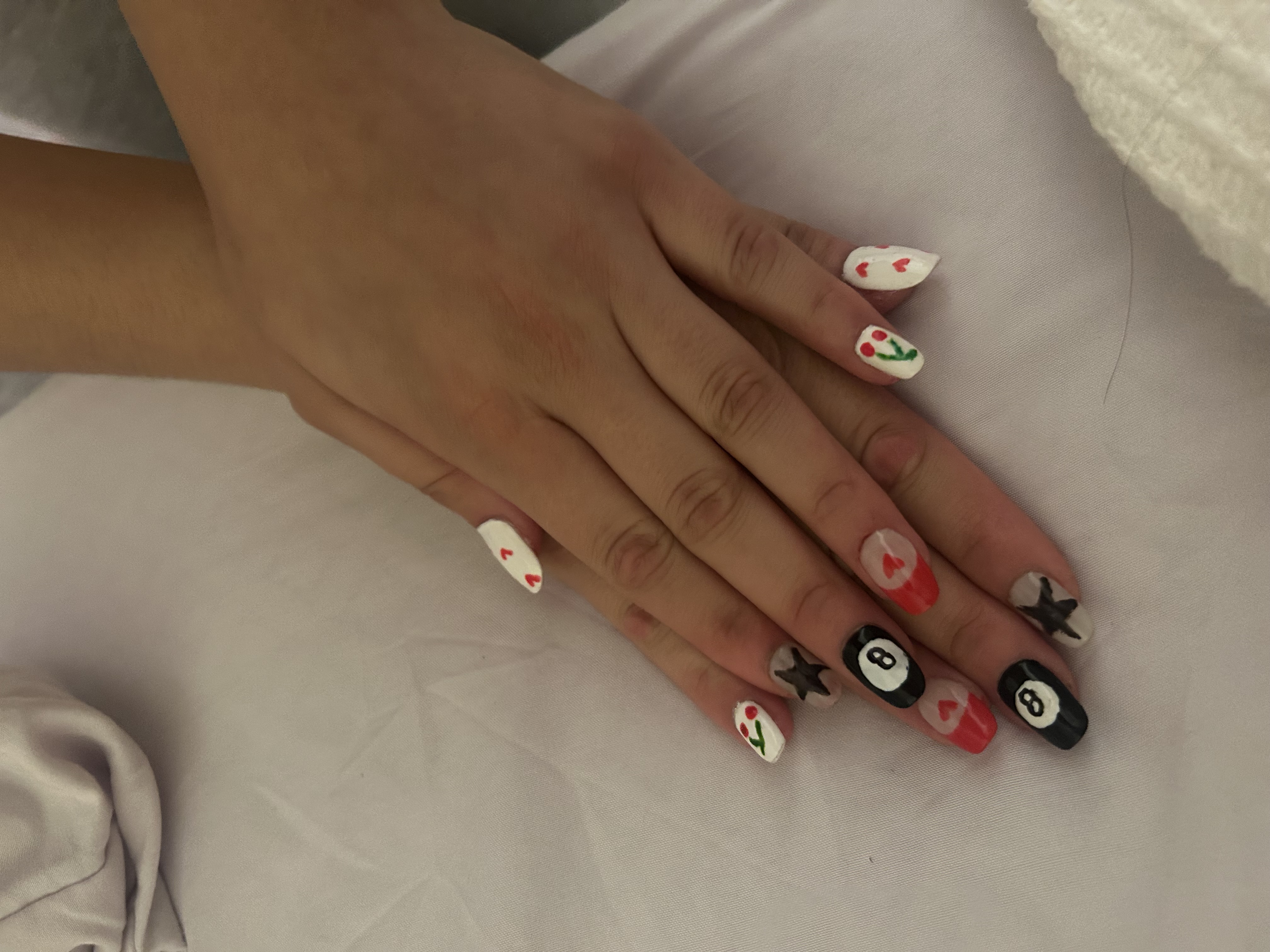 Gel manicure on hands