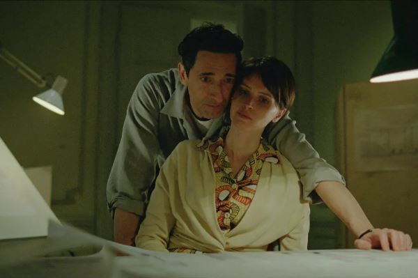 Adrien Brody and Felicity Jones in The Brutalist