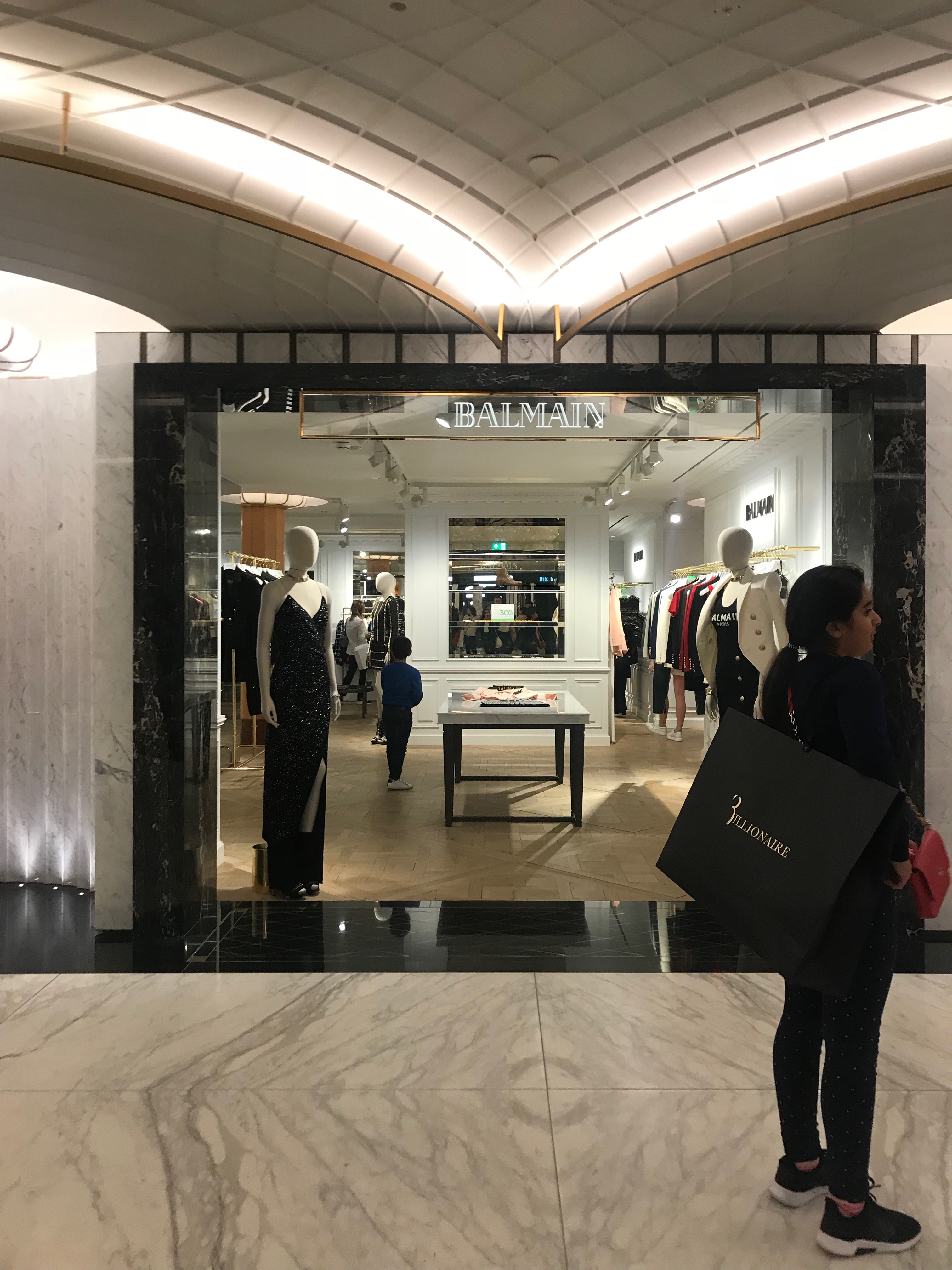 Picture of the Balmain store in Harrods, London.