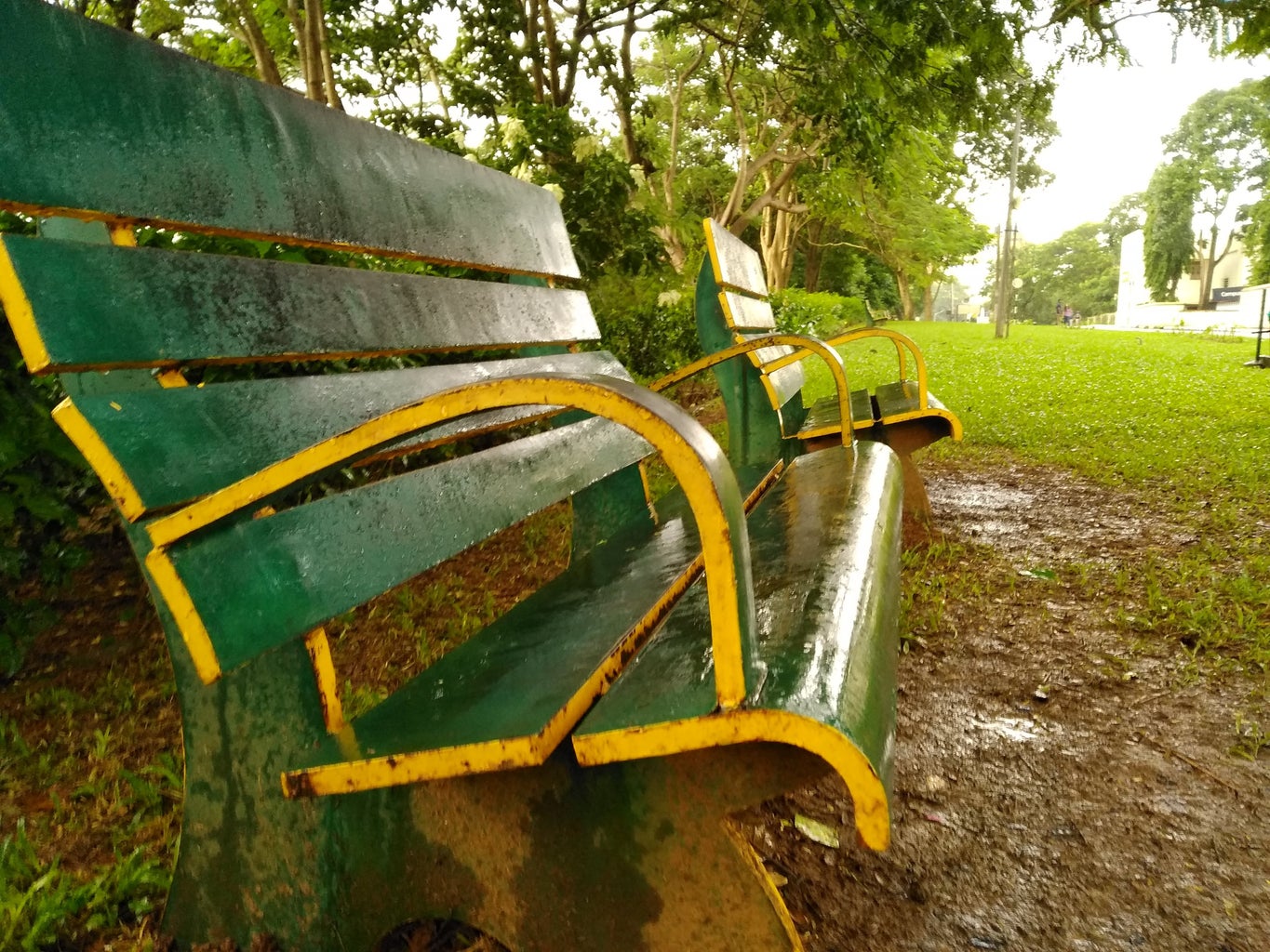 benches in manipal on a rainy day