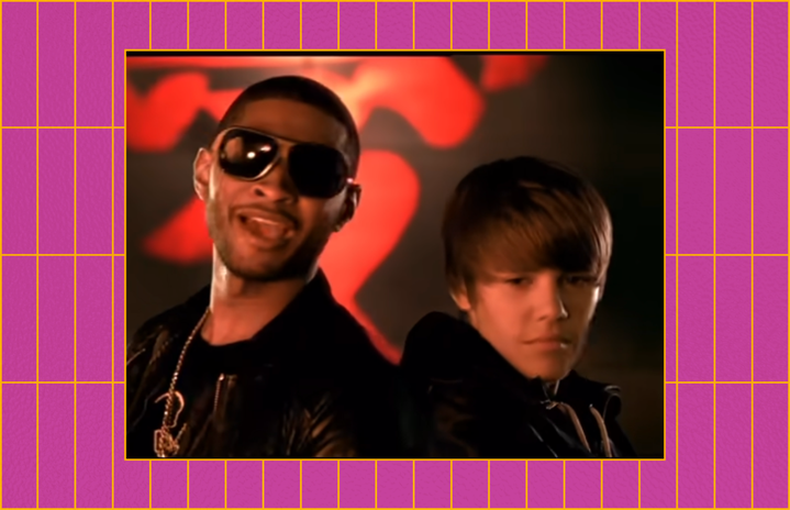 Usher and Justin Bieber in the music video for \"Somebody To Love (Remix)\"