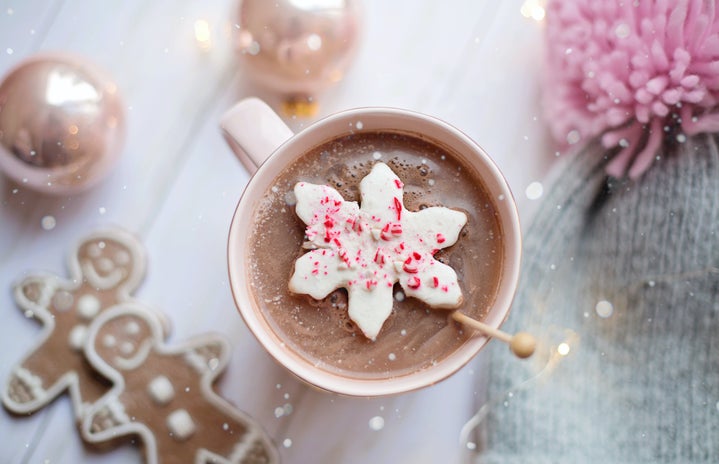 hot chocolate with snowflake shaped marshmallow
