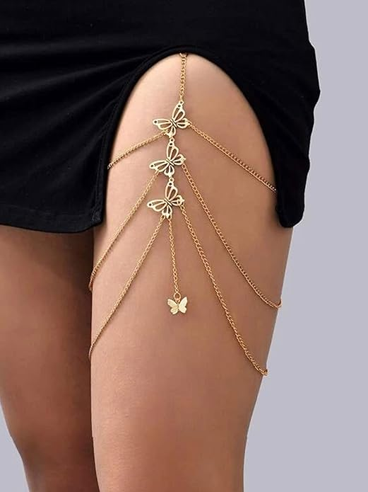 gold butterfly thigh chain