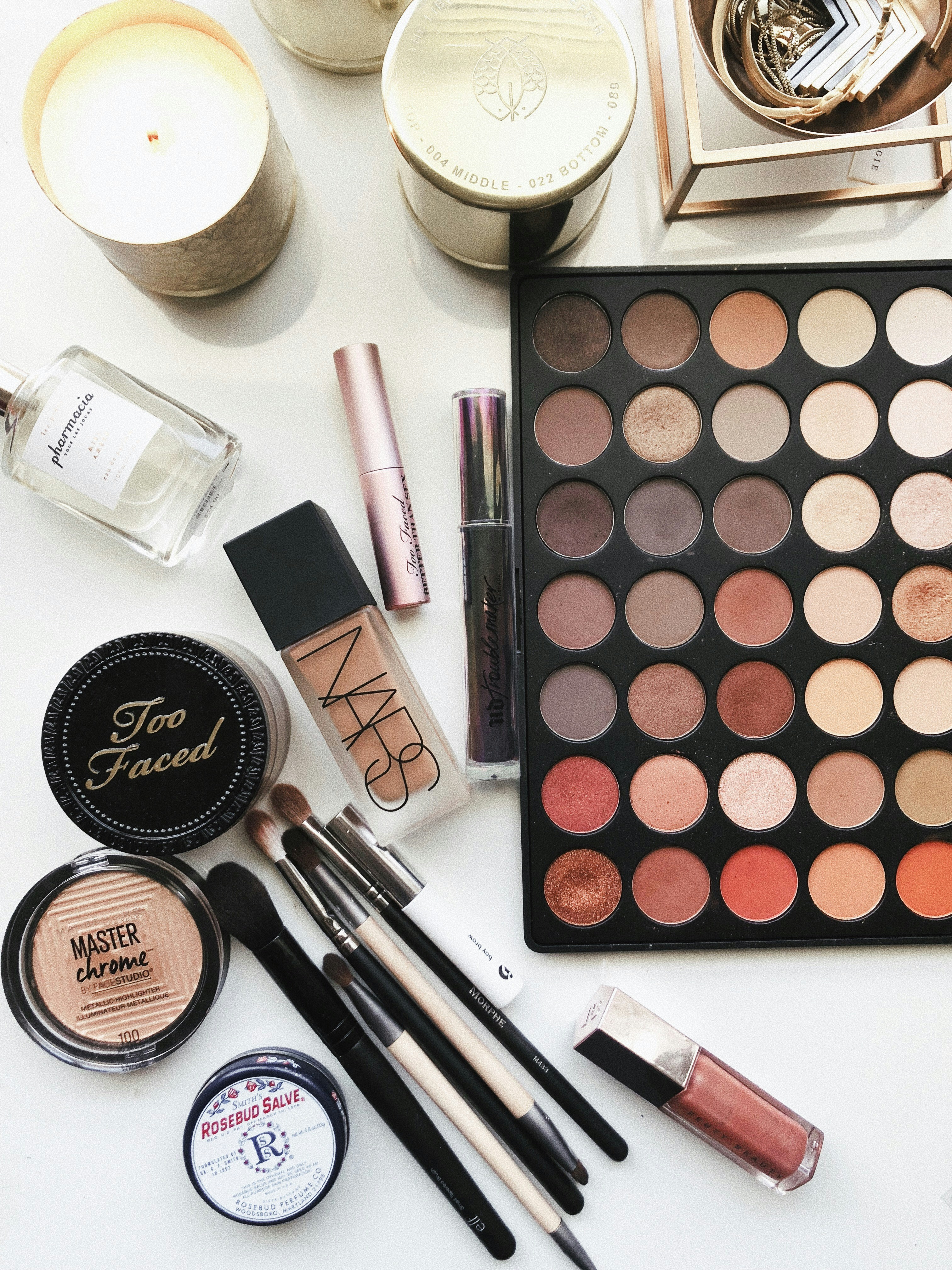 Makeup placen on table