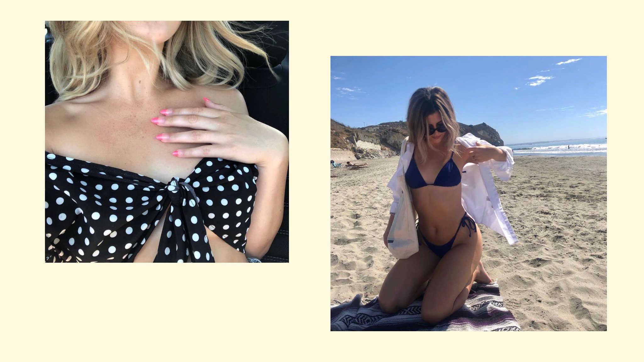 woman at beach, woman with acrylic nails