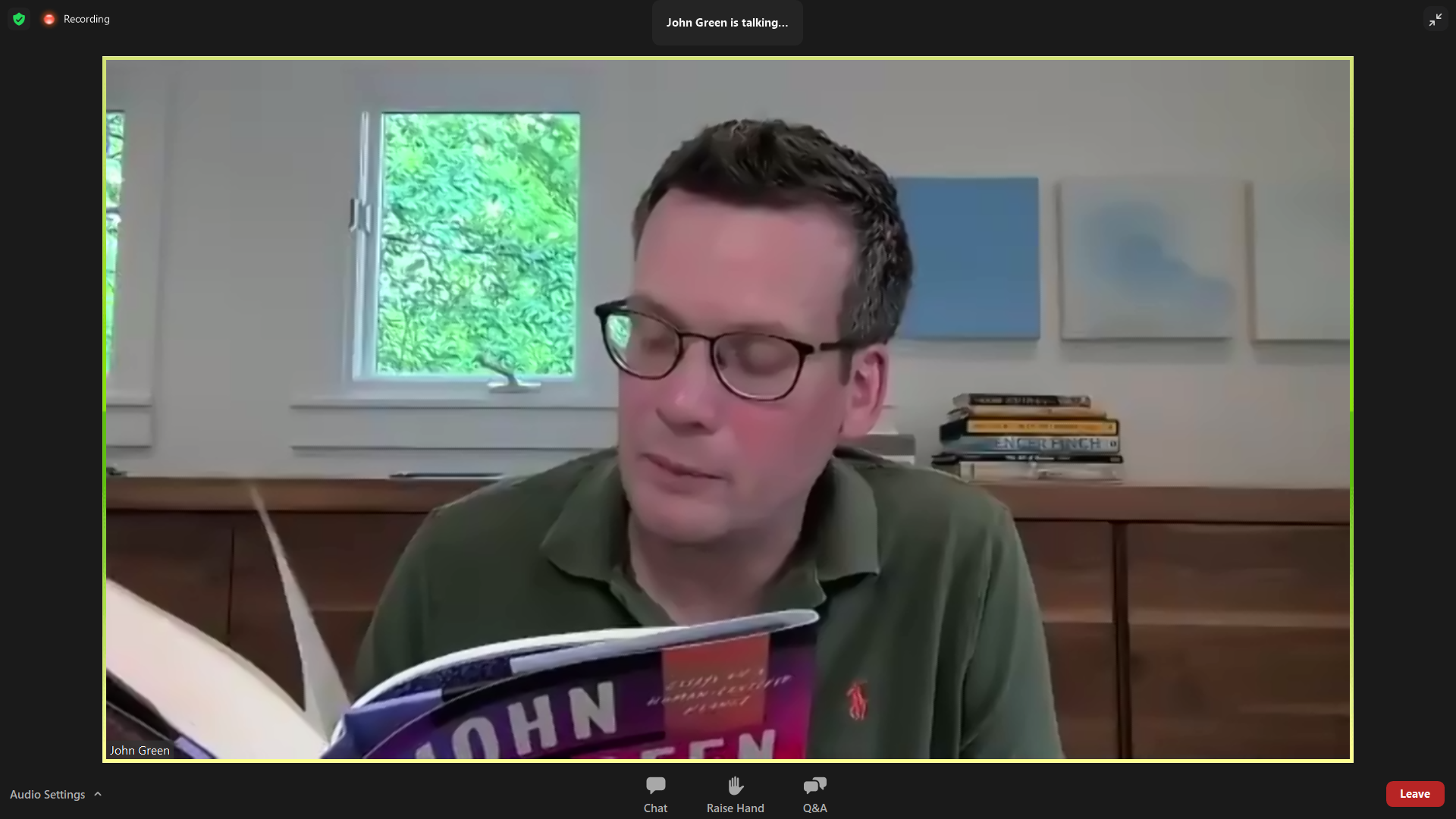 John Green via Zoom by Dutton