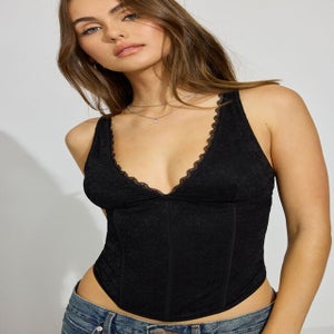 Garage Lace Plunge Bustier Top