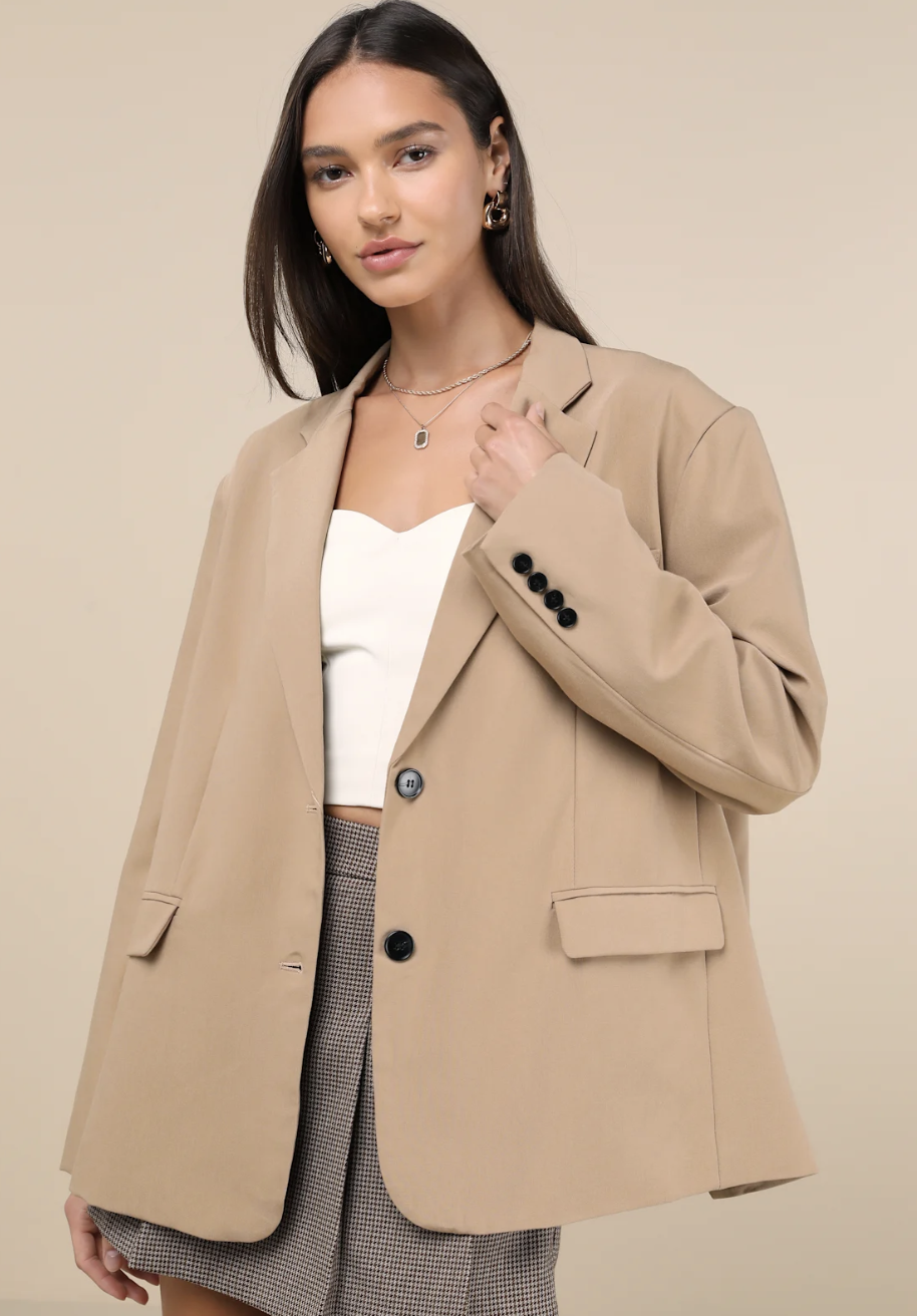 Lulus Taupe Oversized Blazer
