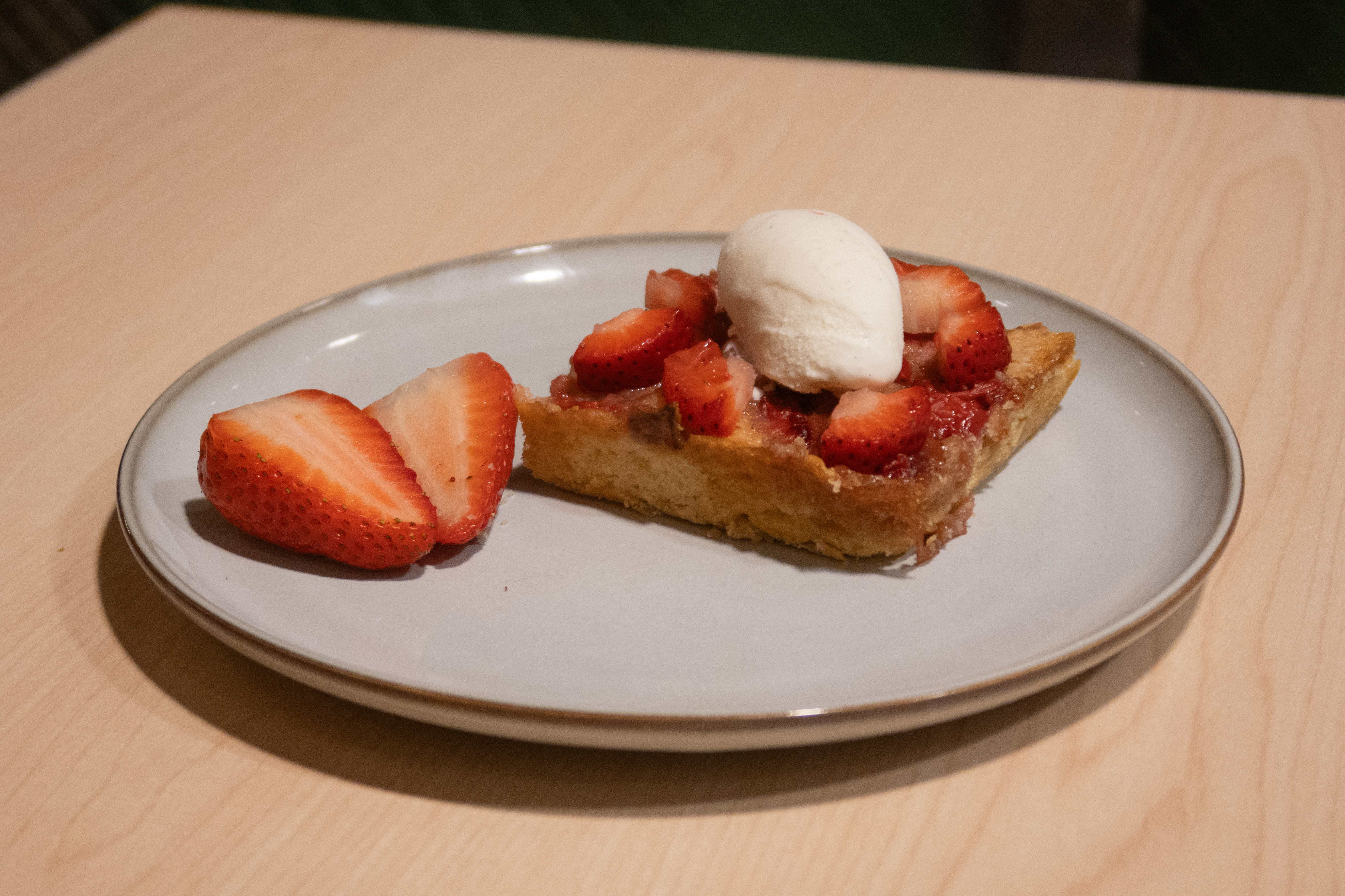 Strawberry spoon cake assembled dish
