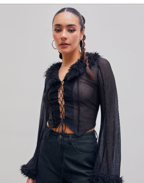 cider fur mesh top