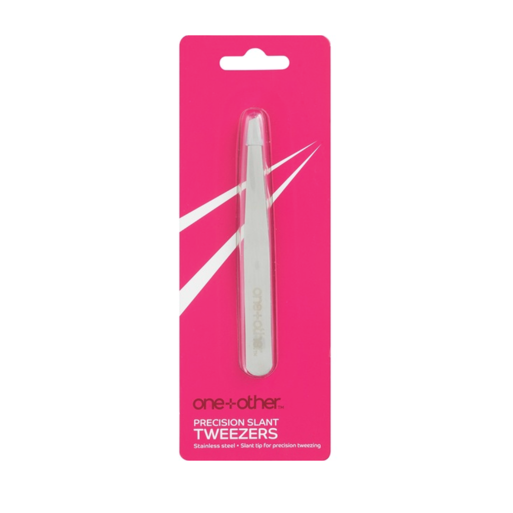 silver tweezers in a hot pink package