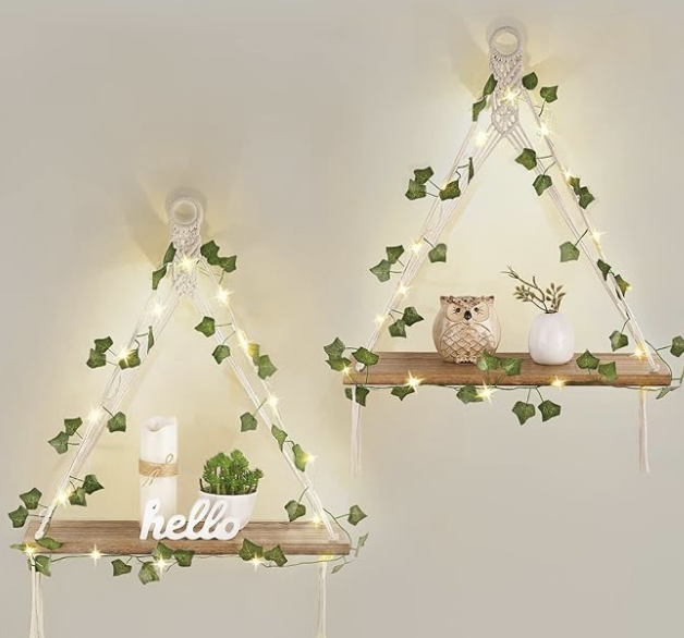 Mkono Ivy Macrame Hanging Shelves