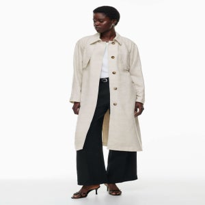 aritzia eleventh linen trench coat