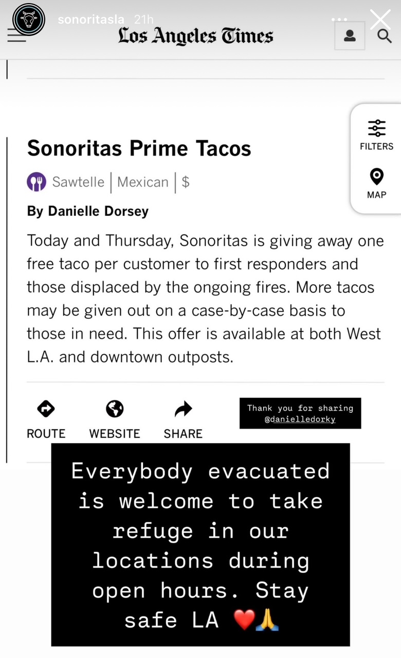 los angeles restaurant wildfire relief 2025