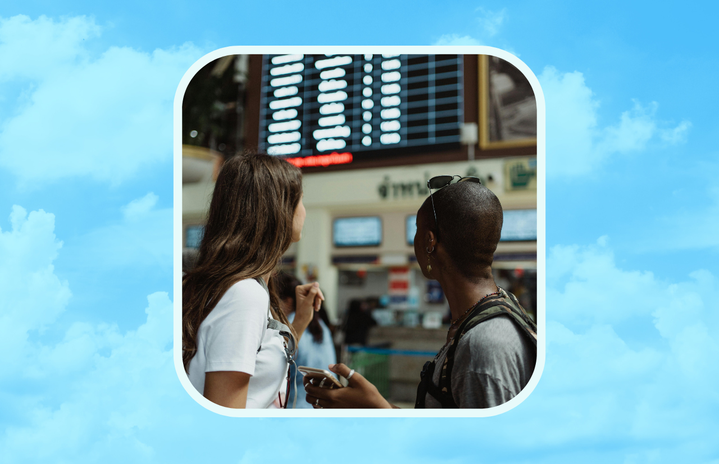 Two women at the airport.