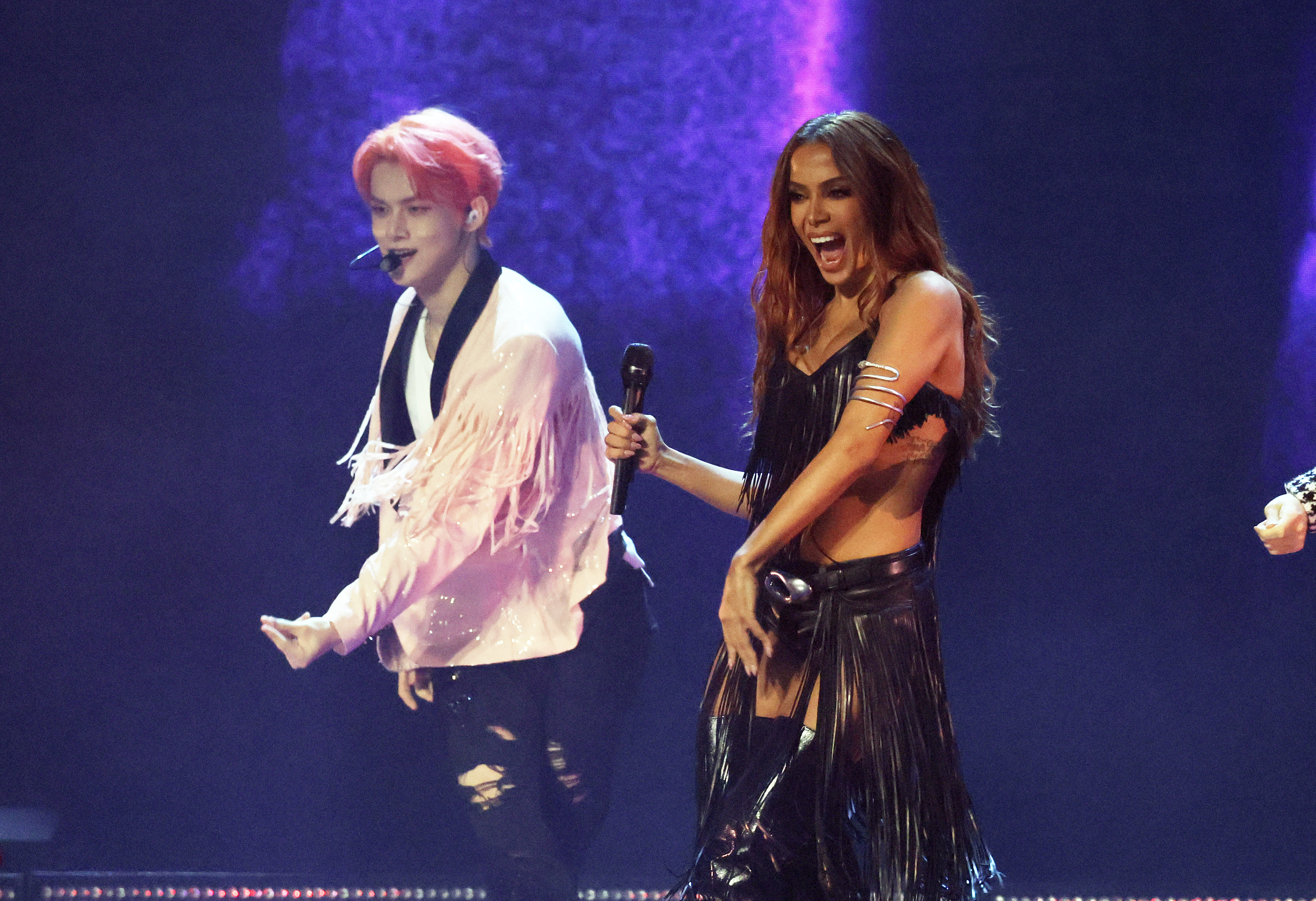 Tomorrow X Together and Anitta perform onstage at the 2023 MTV VMAs