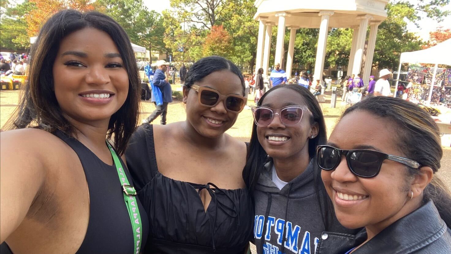 camille birdsong (the writer) and friends at hampton university\'s homecoming