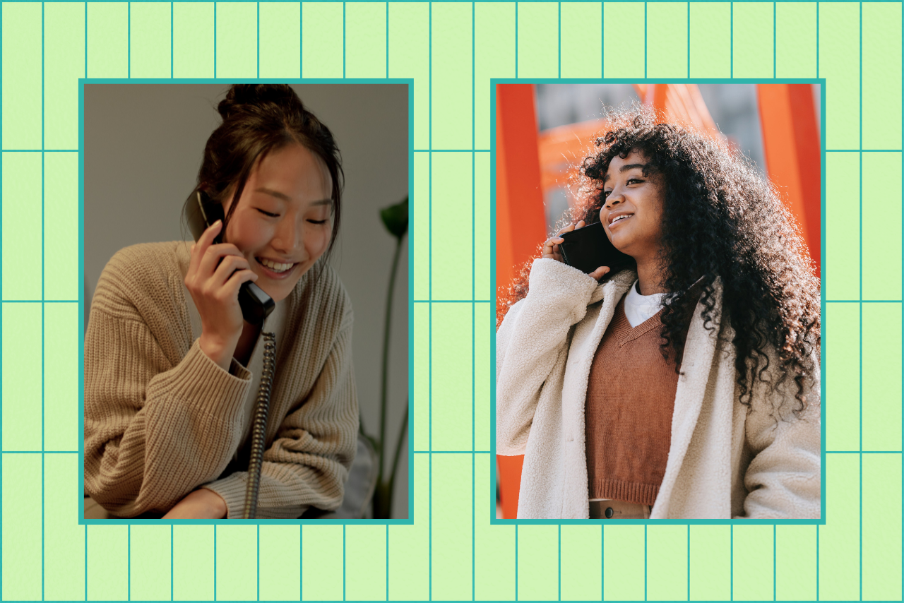 Two friends on the phone.