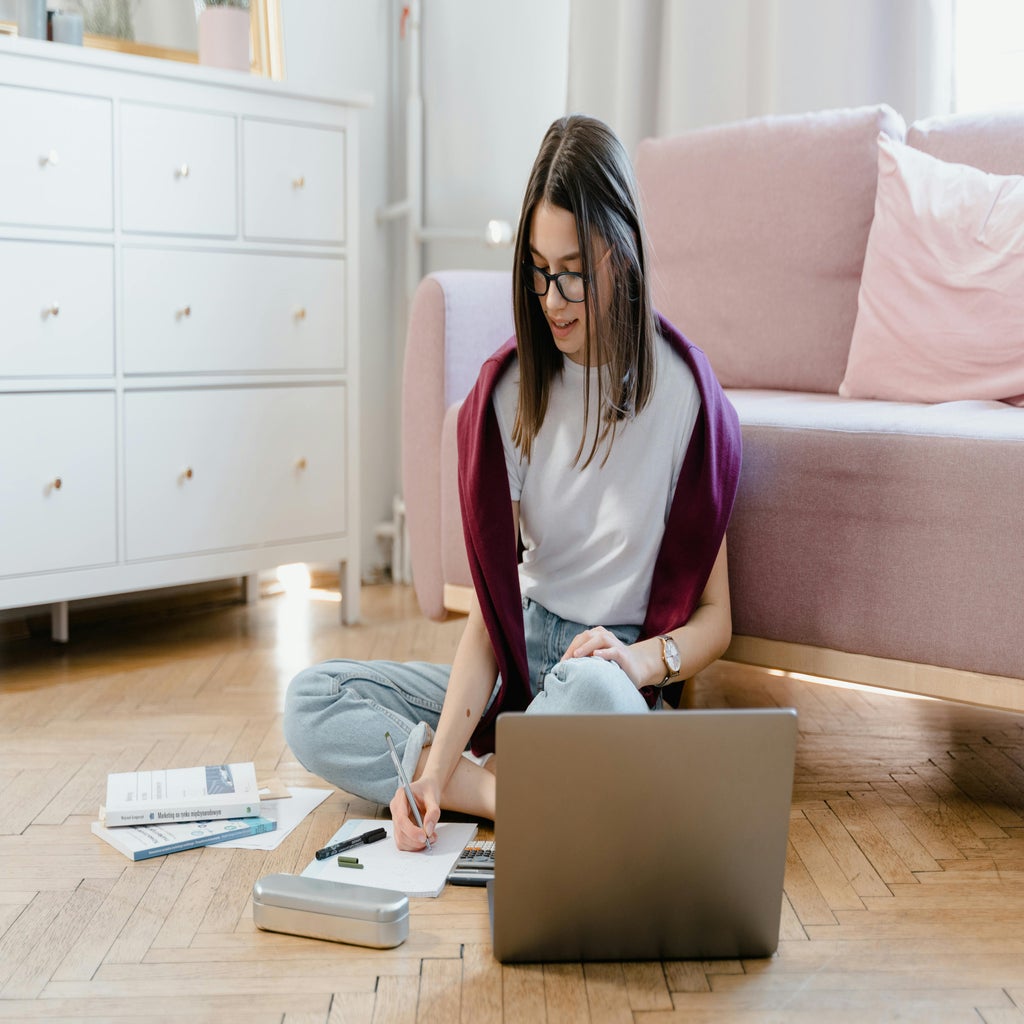 woman studying