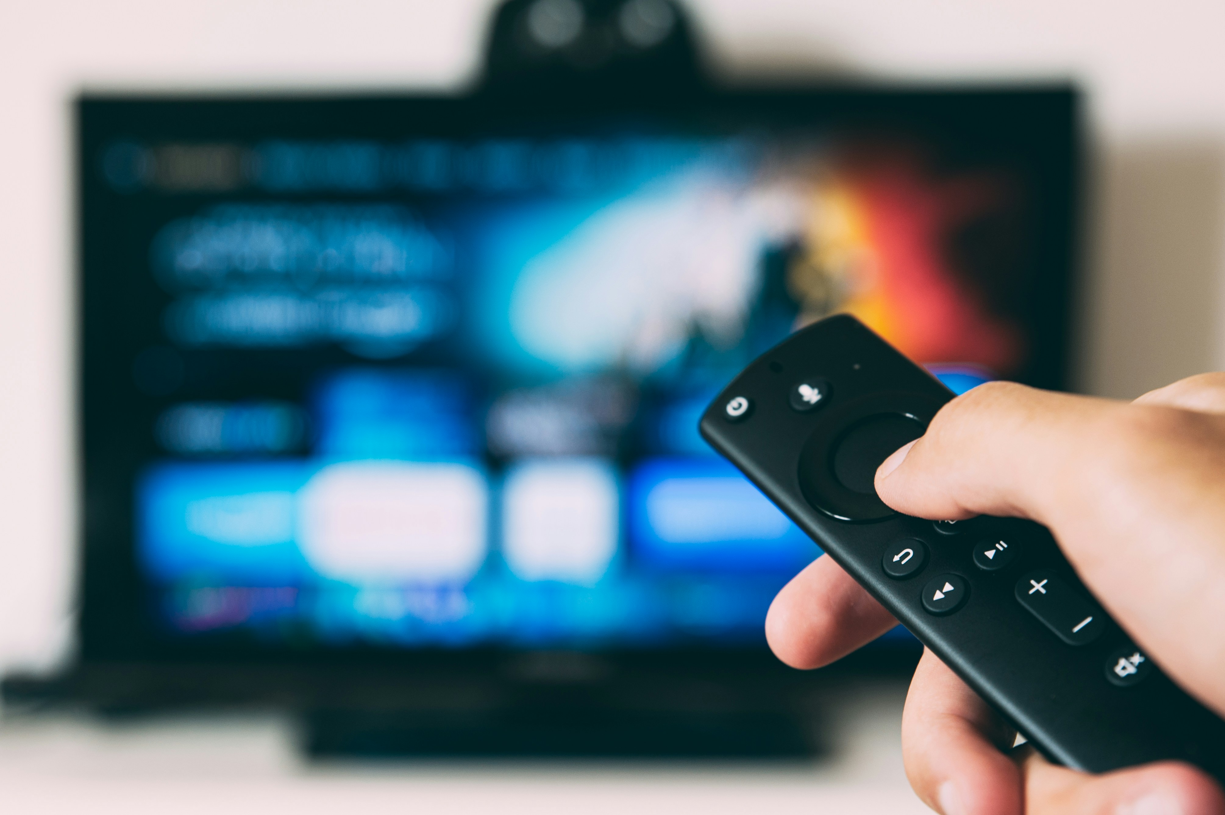 Remote control in front of a television