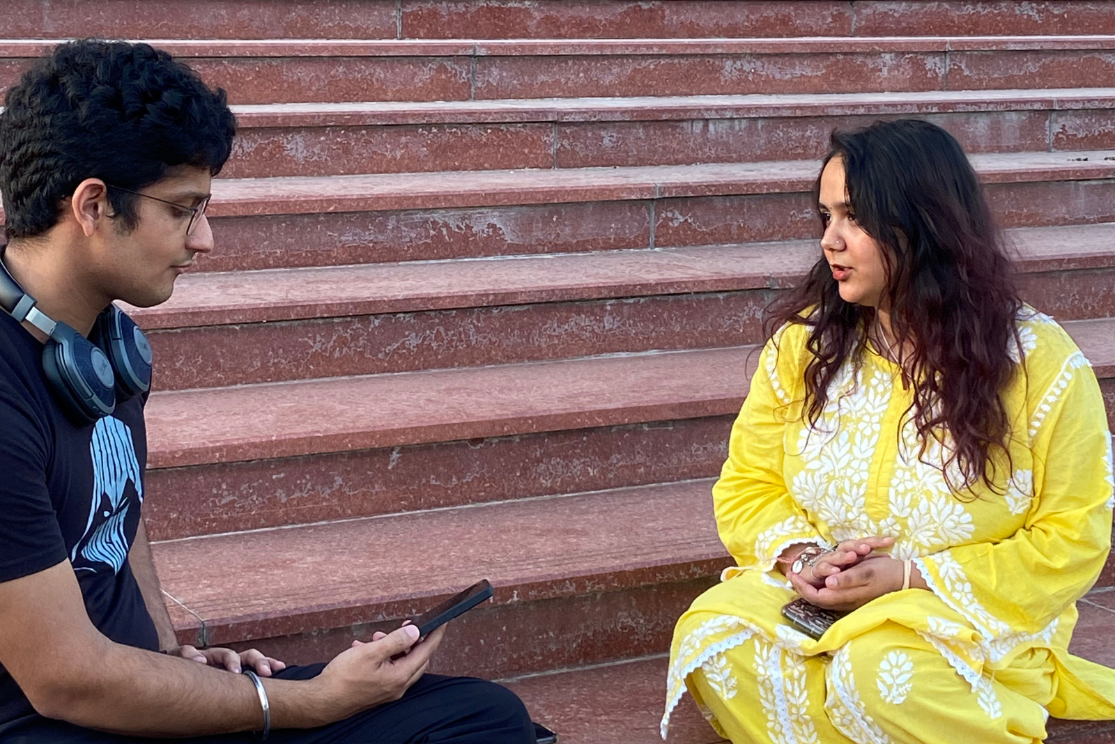 Close-up photo of an interview with Kalash Rawat, a law student and crochet small-business owner.