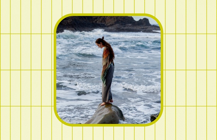 woman standing in ocean