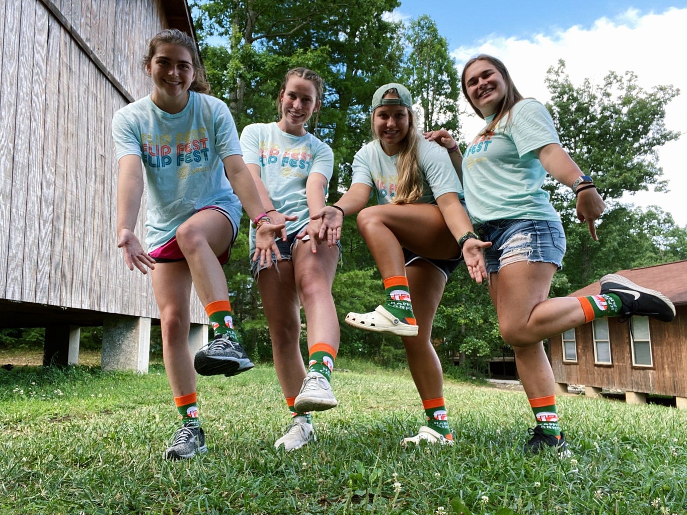 my camp friends and I with matching socks