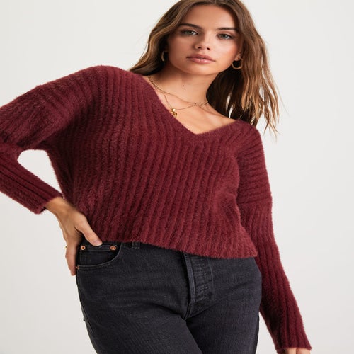 Cream & Pink Heart Sweater - V-Neck Sweater - Cardigan Sweater - Lulus