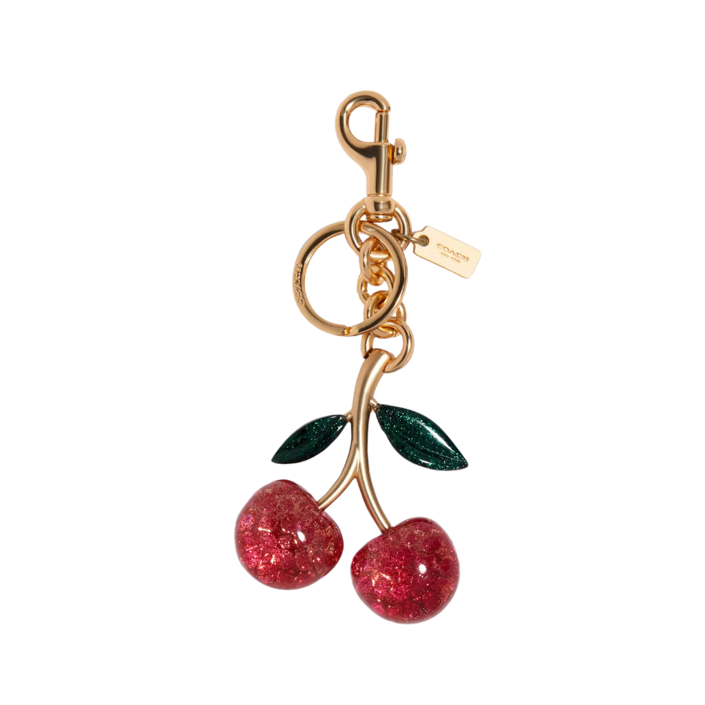 acrylic cherry charm with gold hardware