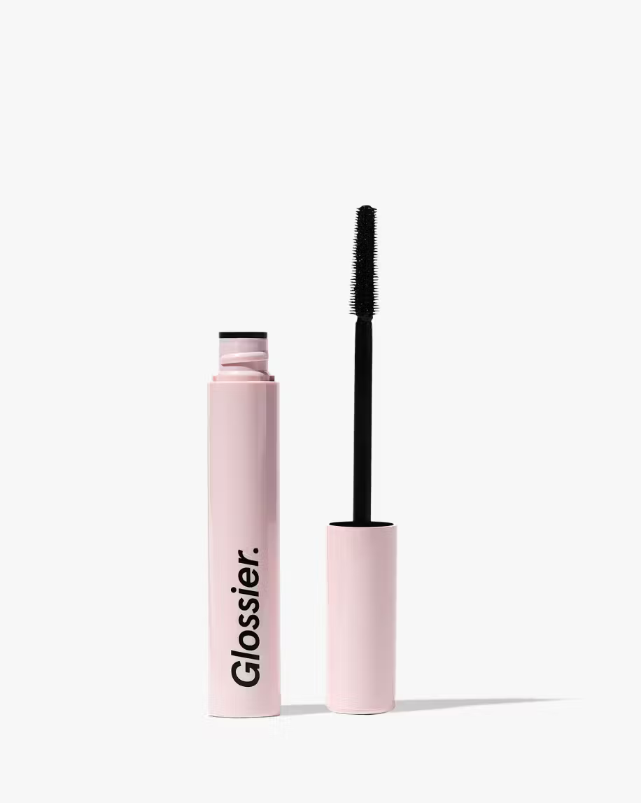 glossier lash slick mascara in black, pink tube with white background