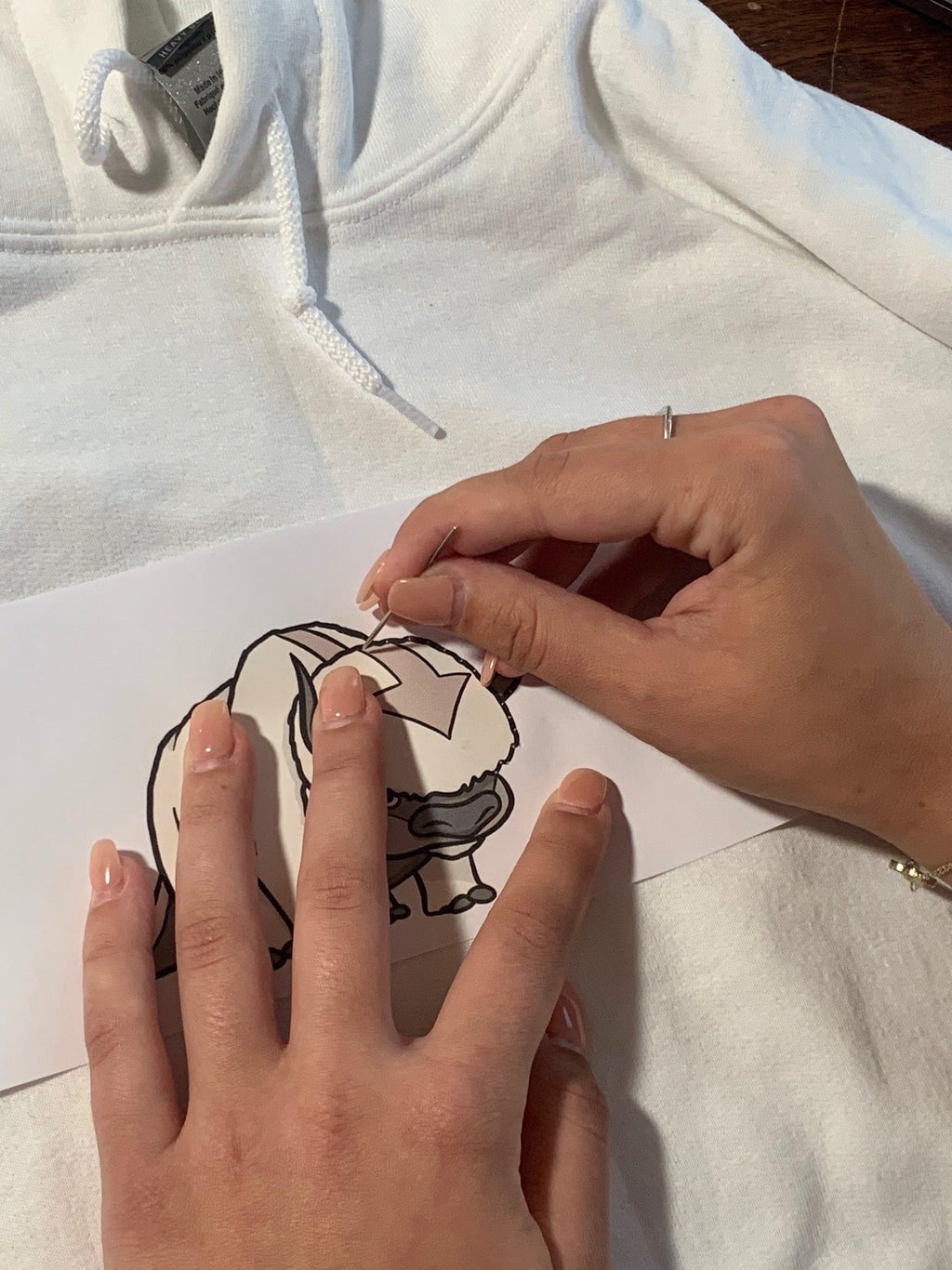 Step 1 appa embroidery, poking holes