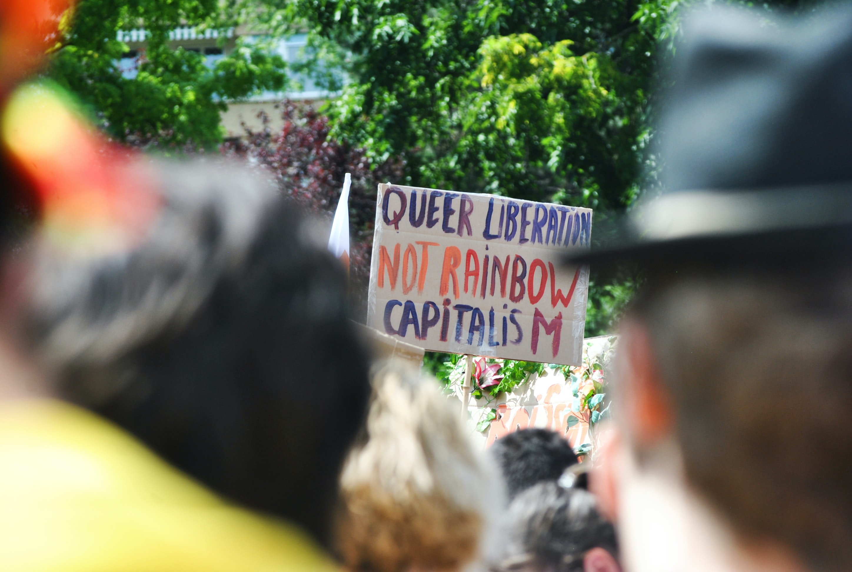 queer liberation not rainbow capitalism sign by unsplash?width=698&height=466&fit=crop&auto=webp&dpr=4