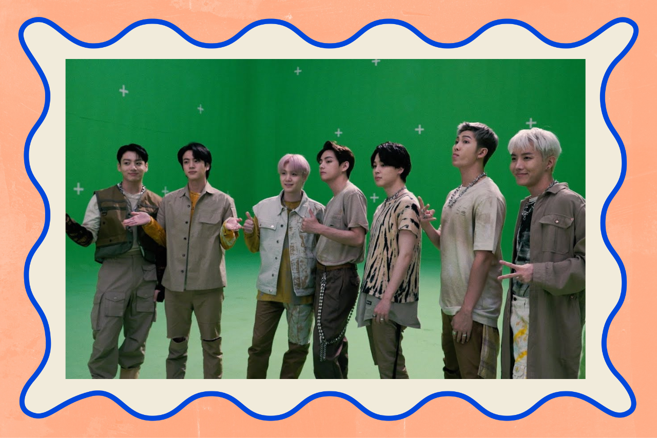 bts on the set of \"my universe\" music video