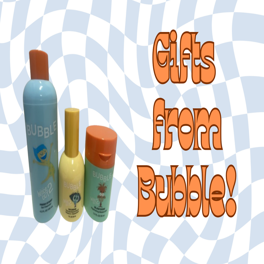 Bubble brand skincare with text \