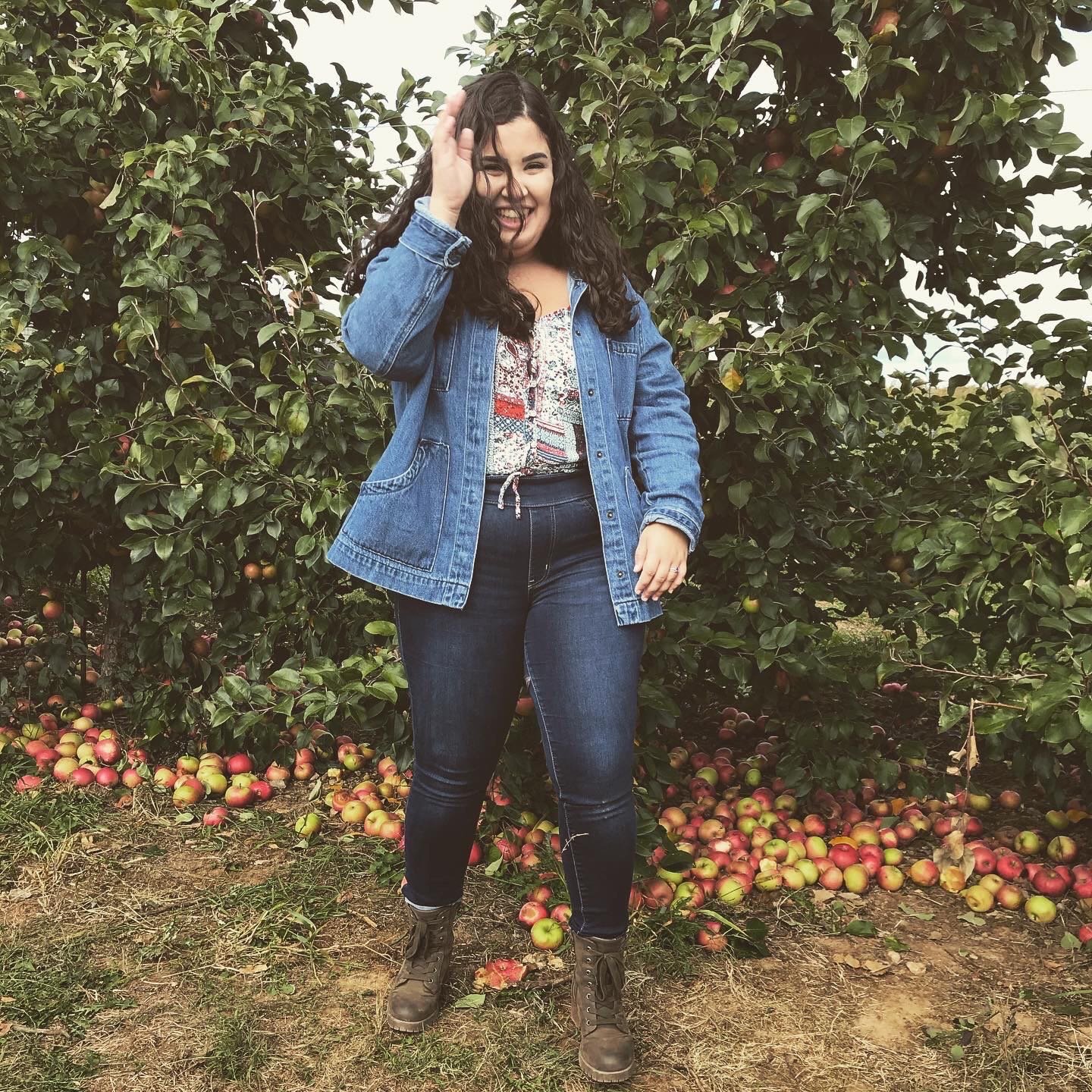 Original image of girl with Fall landscape