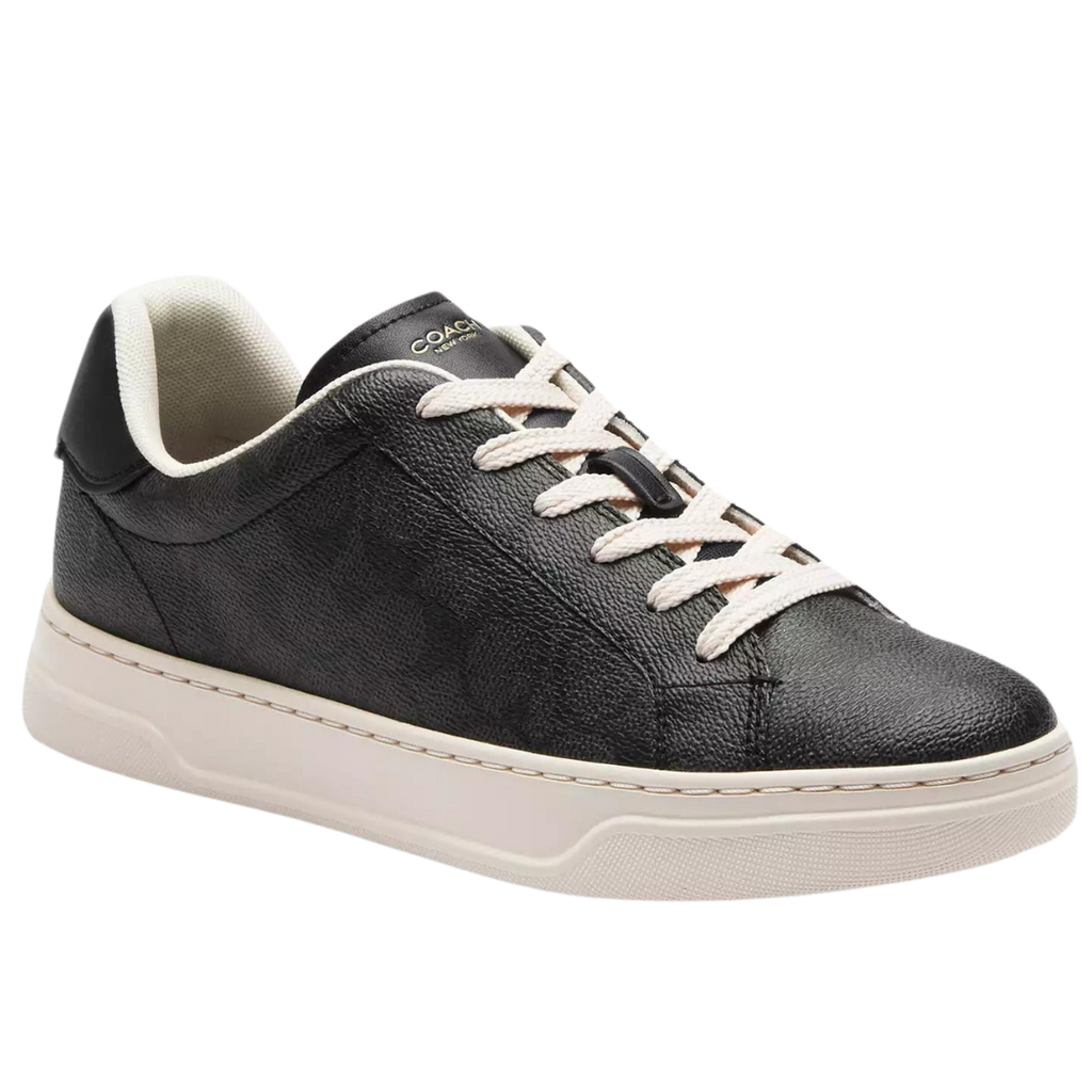 black leather sneaker with C logo pattern