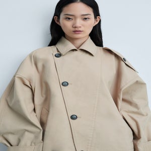 mango short double-breasted trench coat