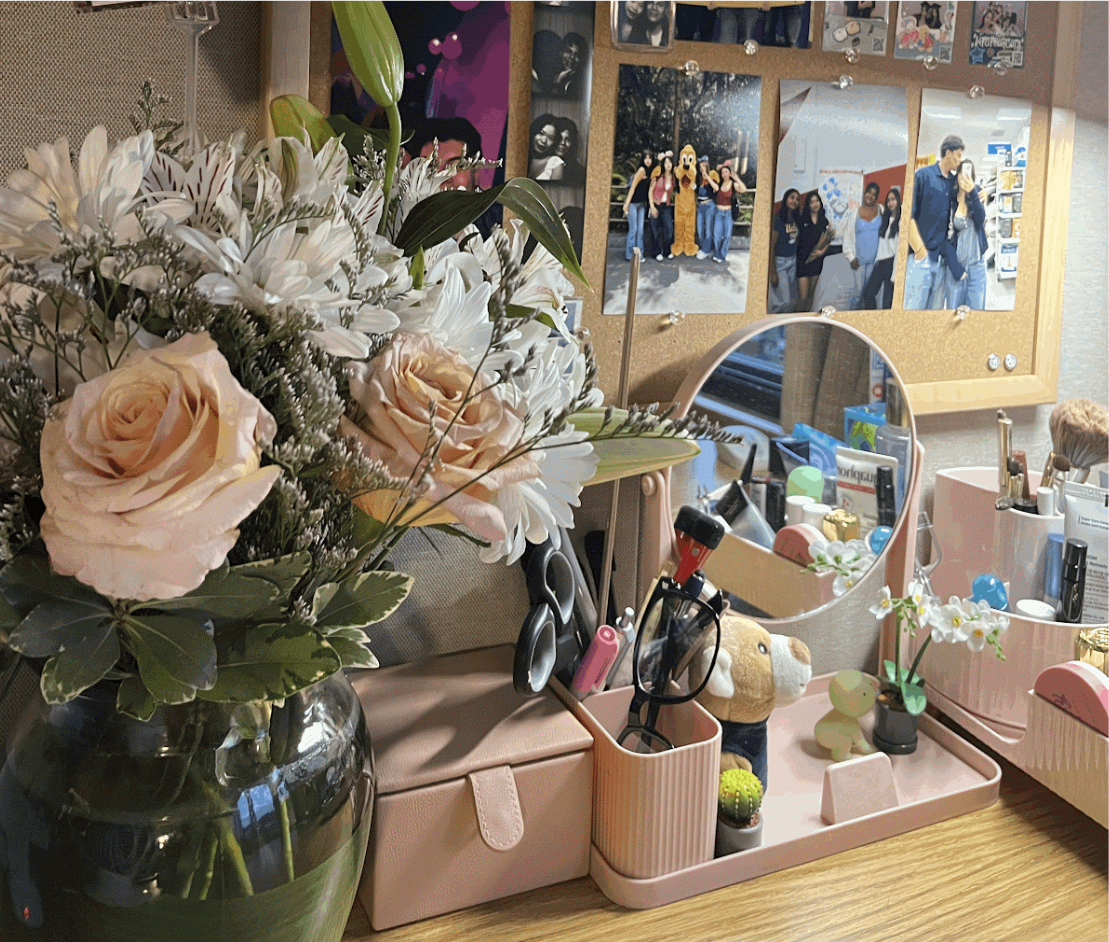 Flowers in author\'s dorm room