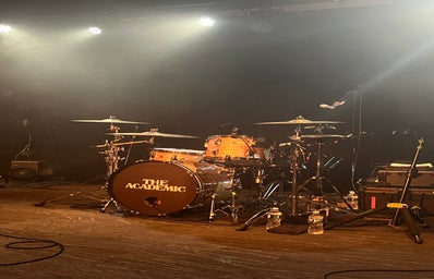 A drum set labeled with \"The Academic\"