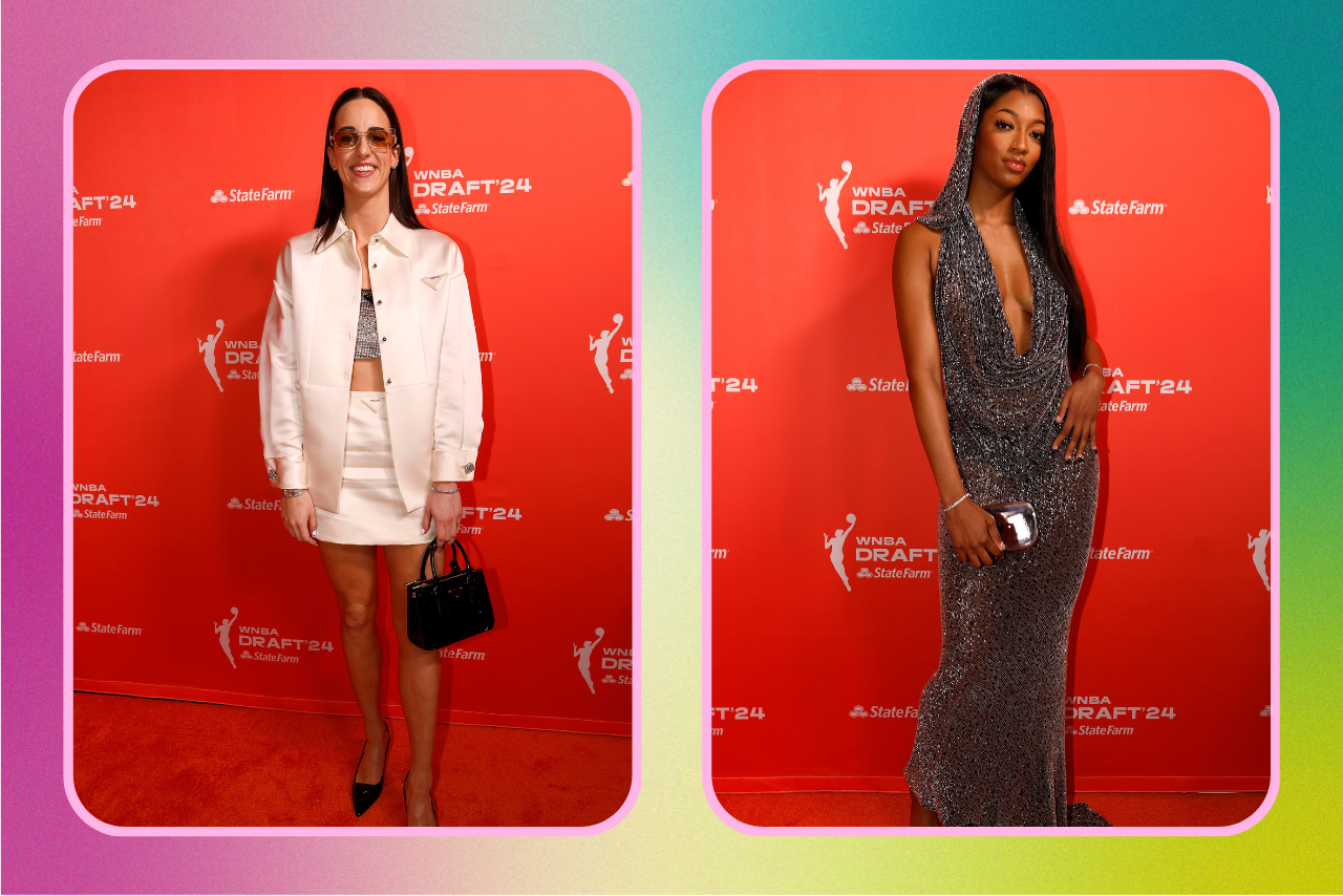 Caitlin Clark and Angel Reese on the 2024 WBNA draft orange carpet
