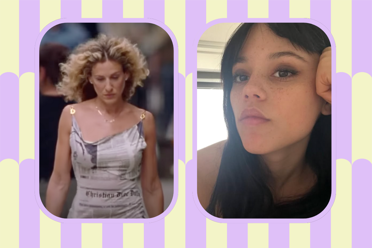 Carrie Bradshaw Jenna Ortega newspaper dress inspo