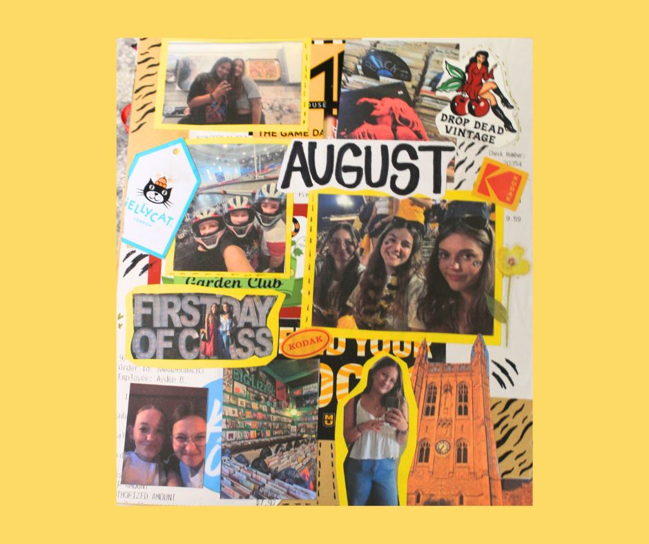 a scrapbook page with a yellow background