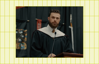 Harrison Butker giving the commencement speech at Benedictine College