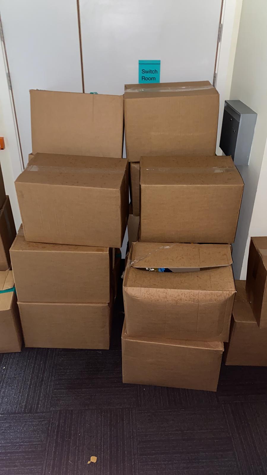 Bristol University Covid 19 lockdown food packages cardboard boxes isolation food