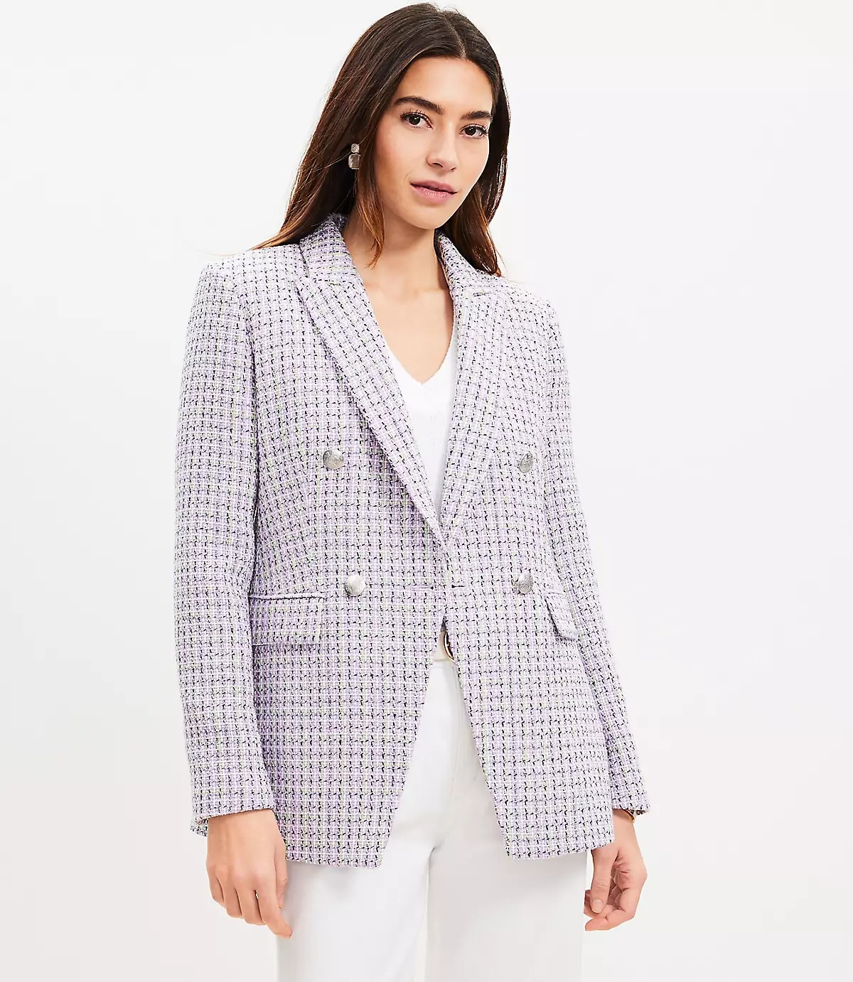 Loft Tweed Double Breasted Blazer