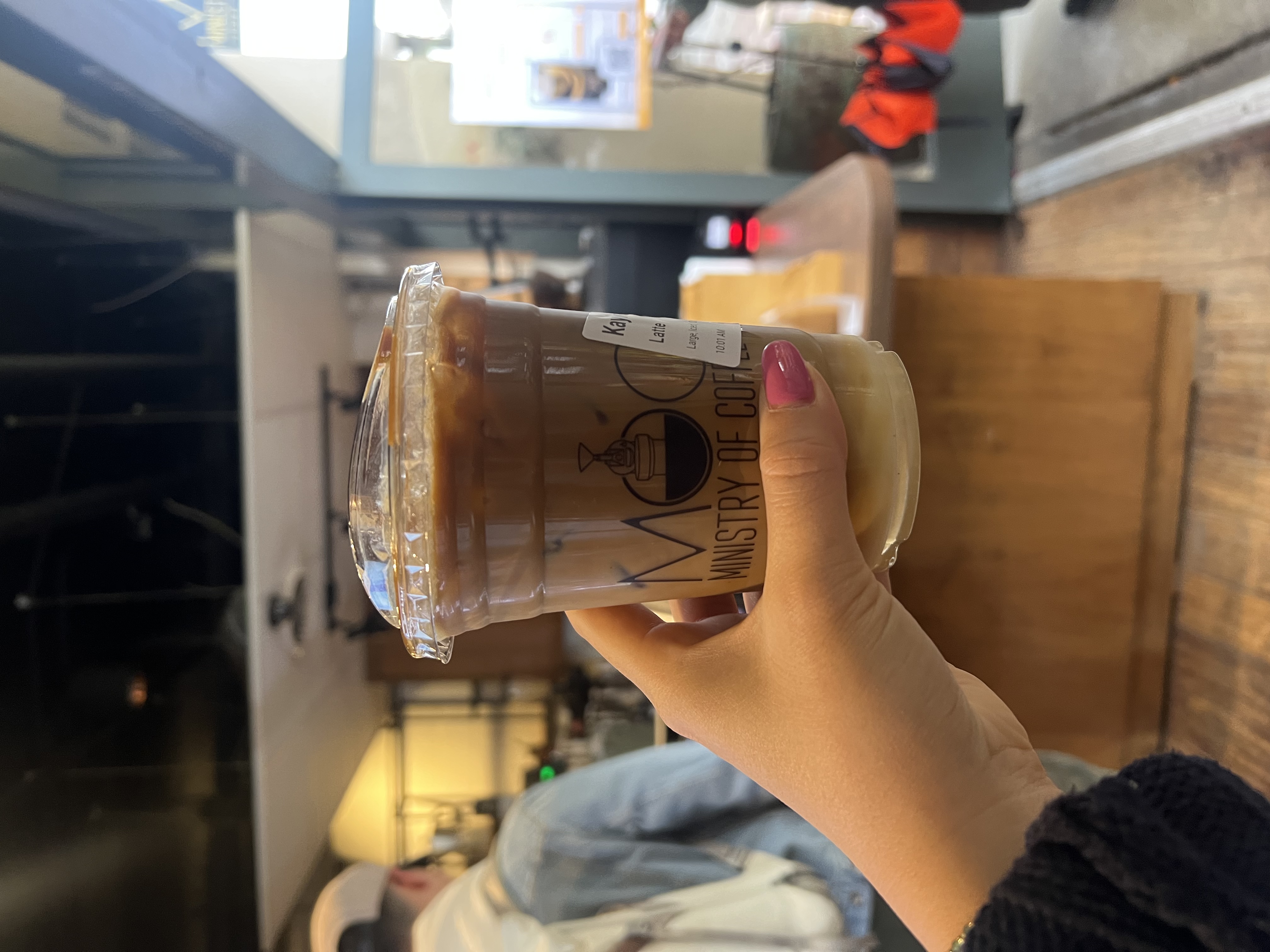 iced vanilla latte at Ministry of Coffee