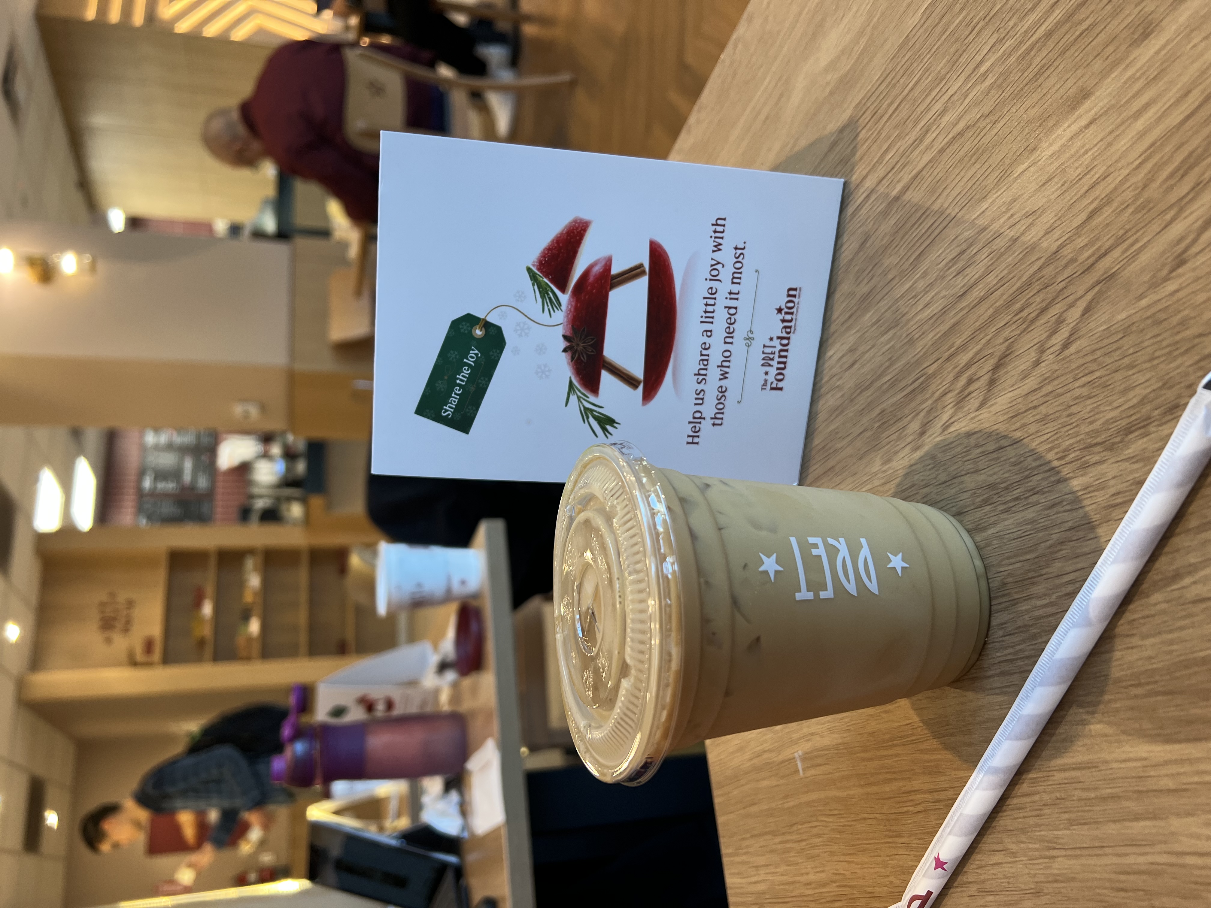 iced vanilla latte at Pret a Manger